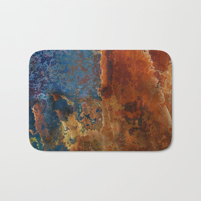 Colorful Blue and Copper Rust Bath Mat Gallery Image 1