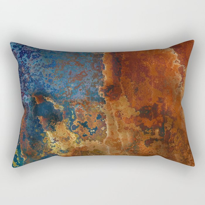 Colorful Blue and Copper Rust Rectangular Pillow Gallery Image 2