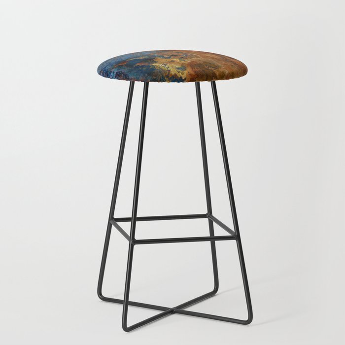 Colorful Blue and Copper Rust Stool Gallery Image 1