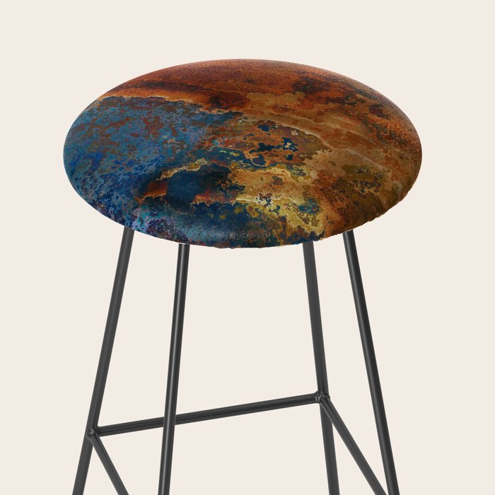 Colorful Blue and Copper Rust Stool Gallery Image 2