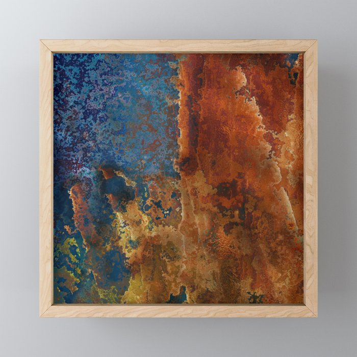 Colorful Blue and Copper Rust Mini Art Print Gallery Image 1