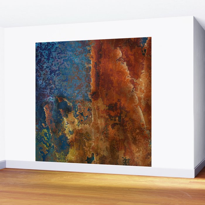 Colorful Blue and Copper Rust Wall Mural Gallery Image 2