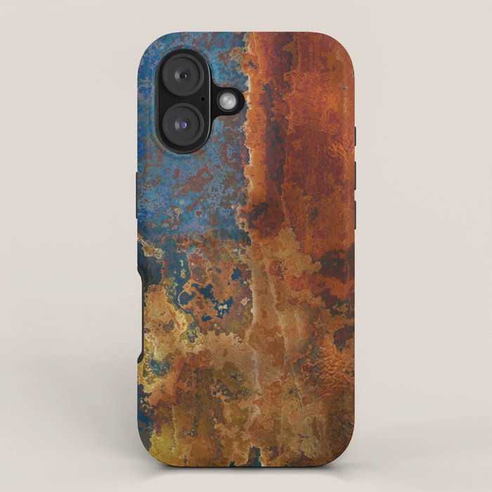 Colorful Blue and Copper Rust iPhone Case Gallery Image 1