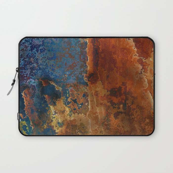 Colorful Blue and Copper Rust Laptop Sleeve Gallery Image 1