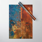 Colorful Blue and Copper Rust Wrapping Paper Gallery Image 1