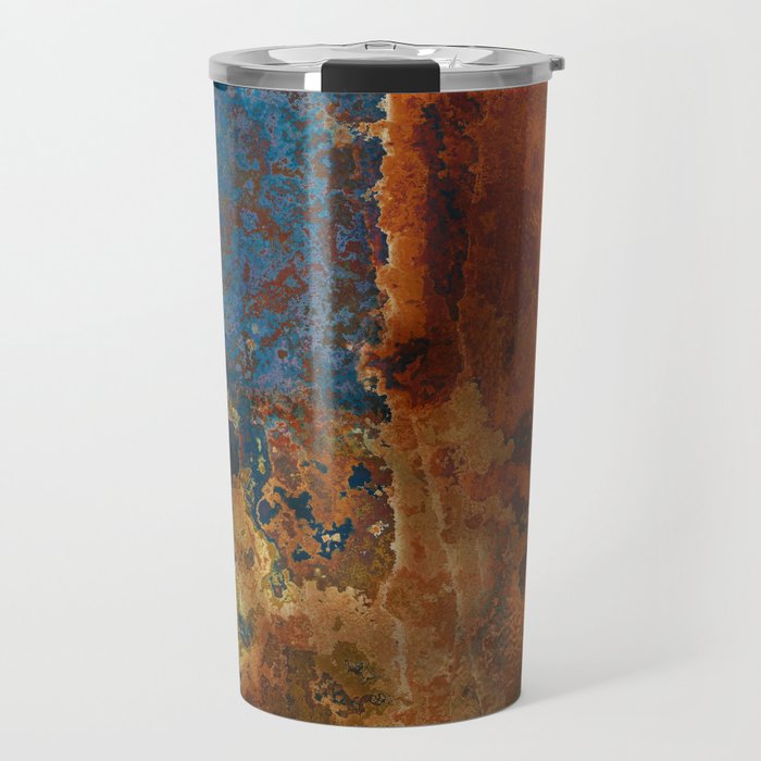 Colorful Blue and Copper Rust Travel Mug Gallery Image 1