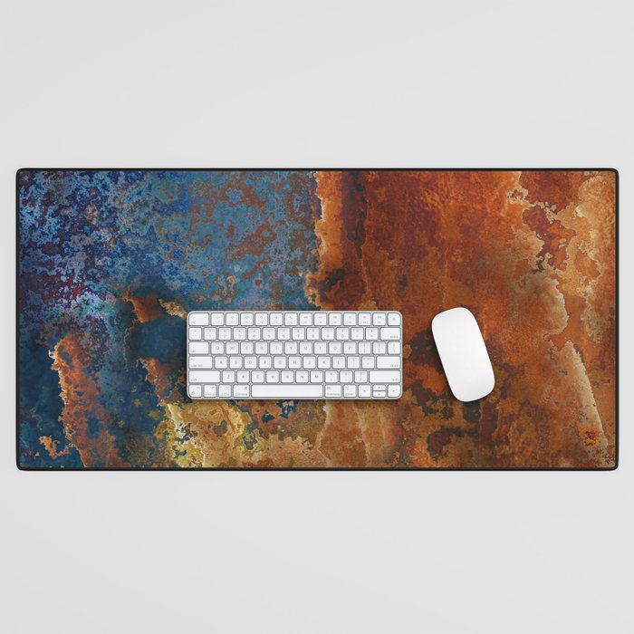 Colorful Blue and Copper Rust Desk Mat Gallery Image 1