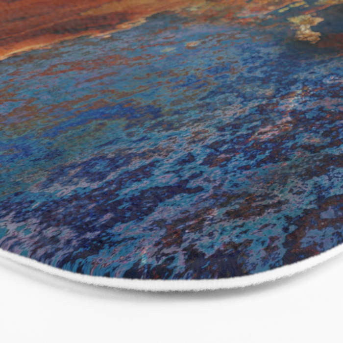 Colorful Blue and Copper Rust Bath Mat Gallery Image 3