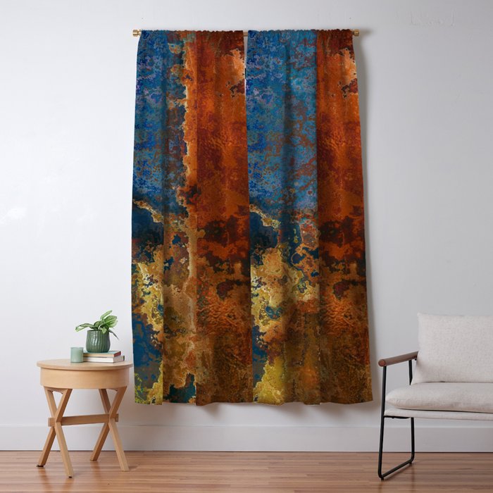 Colorful Blue and Copper Rust Window Curtain Gallery Image 5
