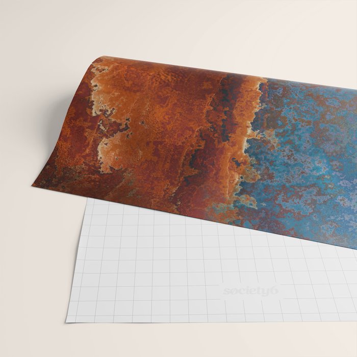 Colorful Blue and Copper Rust Wrapping Paper Gallery Image 2