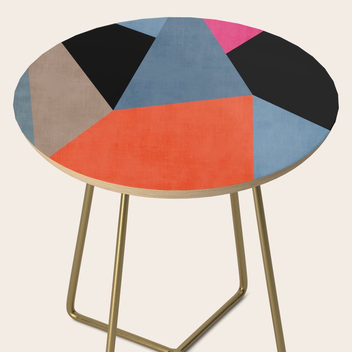 Bold Geometric Abstract Orange Pink Modern Art Side Table Gallery Image 2