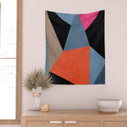Bold Geometric Abstract Orange Pink Modern Art Wall Tapestry Gallery Image 2