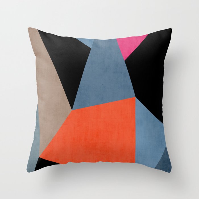 Bold Geometric Abstract Orange Pink Modern Art Throw Pillow Gallery Image 1