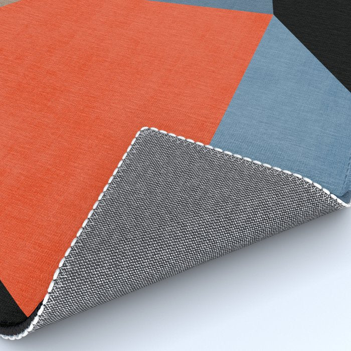 Bold Geometric Abstract Orange Pink Modern Art Rug Gallery Image 4