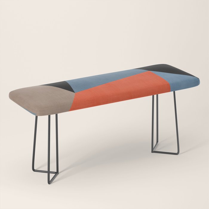 Bold Geometric Abstract Orange Pink Modern Art Bench Gallery Image 1