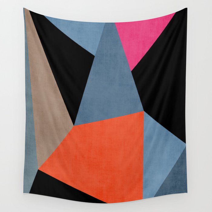 Bold Geometric Abstract Orange Pink Modern Art Wall Tapestry Gallery Image 4