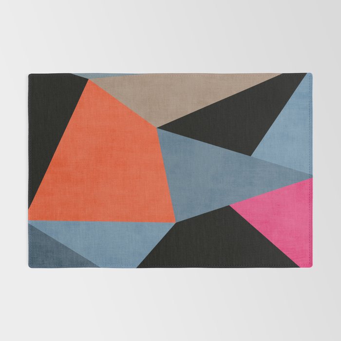 Bold Geometric Abstract Orange Pink Modern Art Rug Gallery Image 2