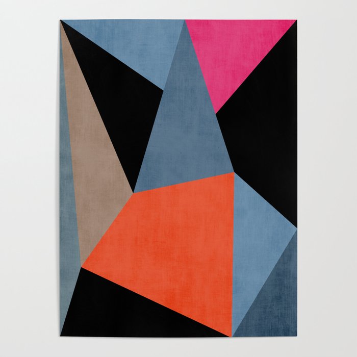 Bold Geometric Abstract Orange Pink Modern Art Poster Gallery Image 4