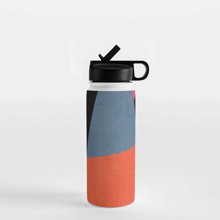 Bold Geometric Abstract Orange Pink Modern Art Water Bottle Gallery Image 1