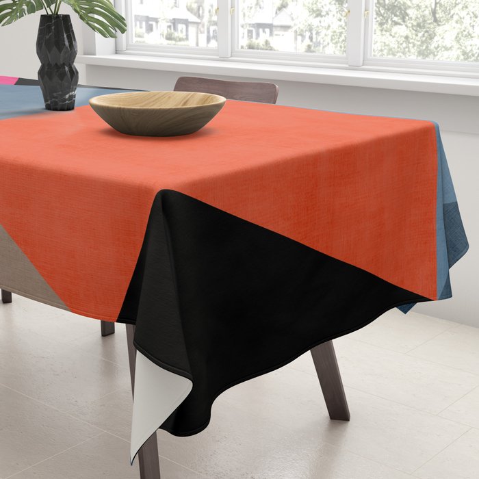 Bold Geometric Abstract Orange Pink Modern Art Tablecloth Gallery Image 3