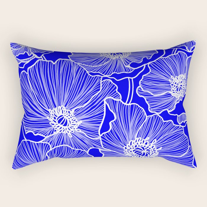 Cobalt Poppies Rectangular Pillow Gallery Image 2