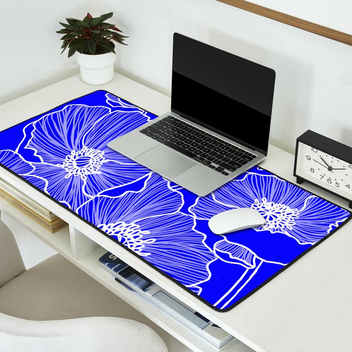 Cobalt Poppies Desk Mat Gallery Image 2