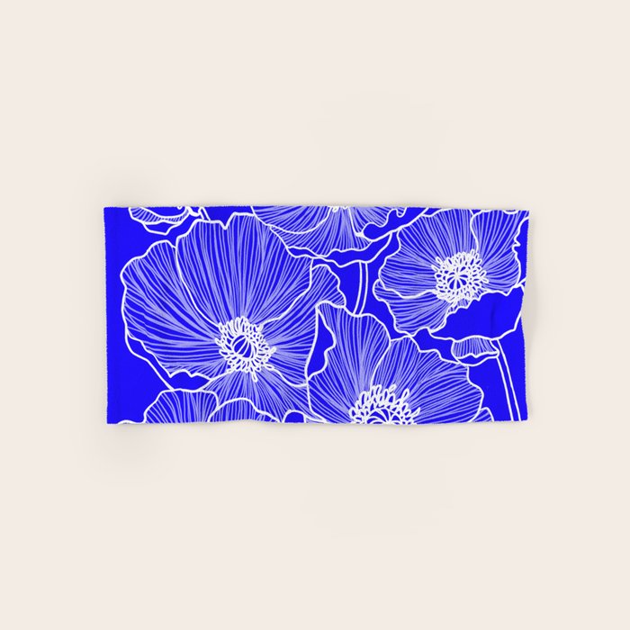 Cobalt Poppies Bath Towel Gallery Image 1