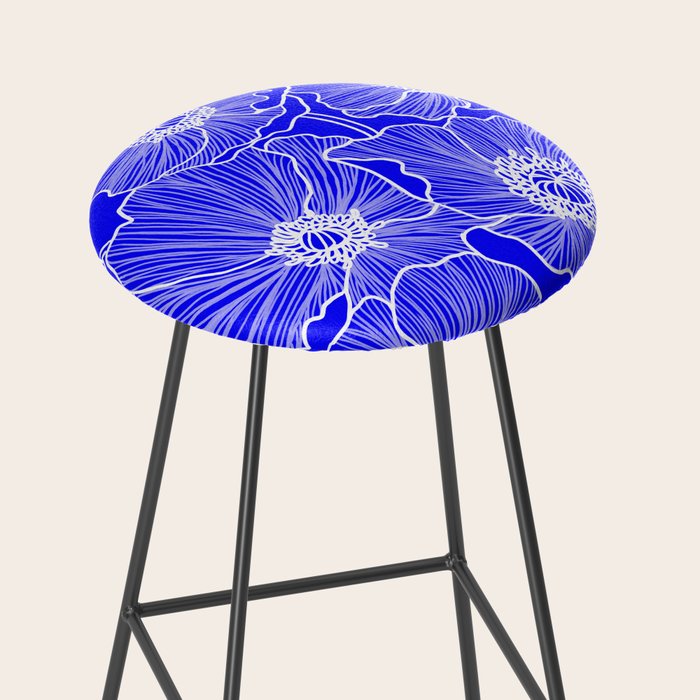 Cobalt Poppies Stool Gallery Image 2