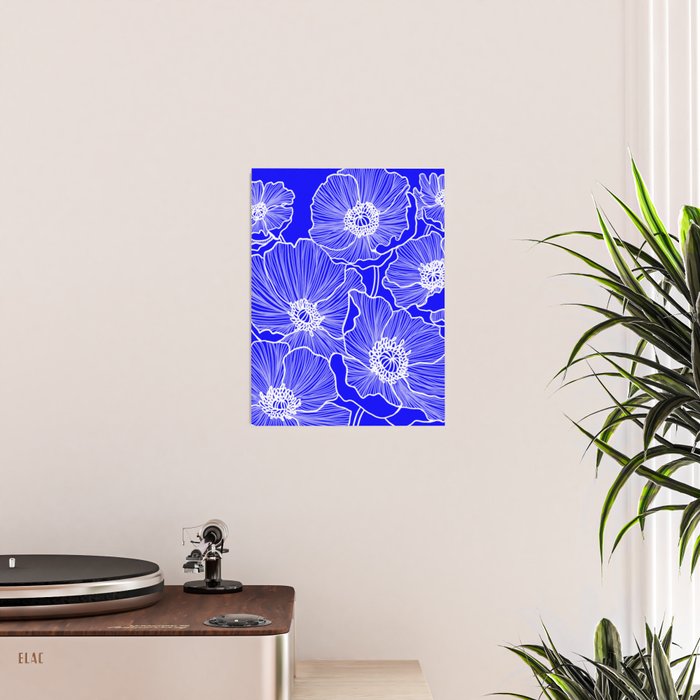 Cobalt Poppies Poster Gallery Image 2