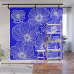 Cobalt Poppies Wall Mural Gallery Image 1