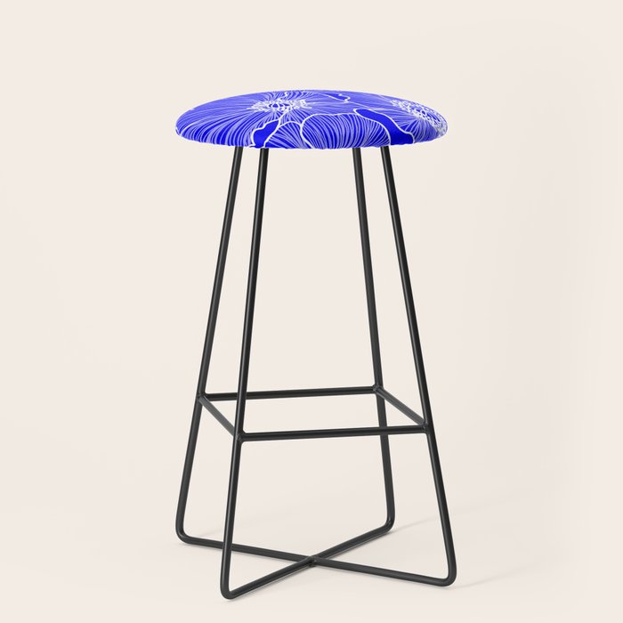 Cobalt Poppies Stool Gallery Image 1