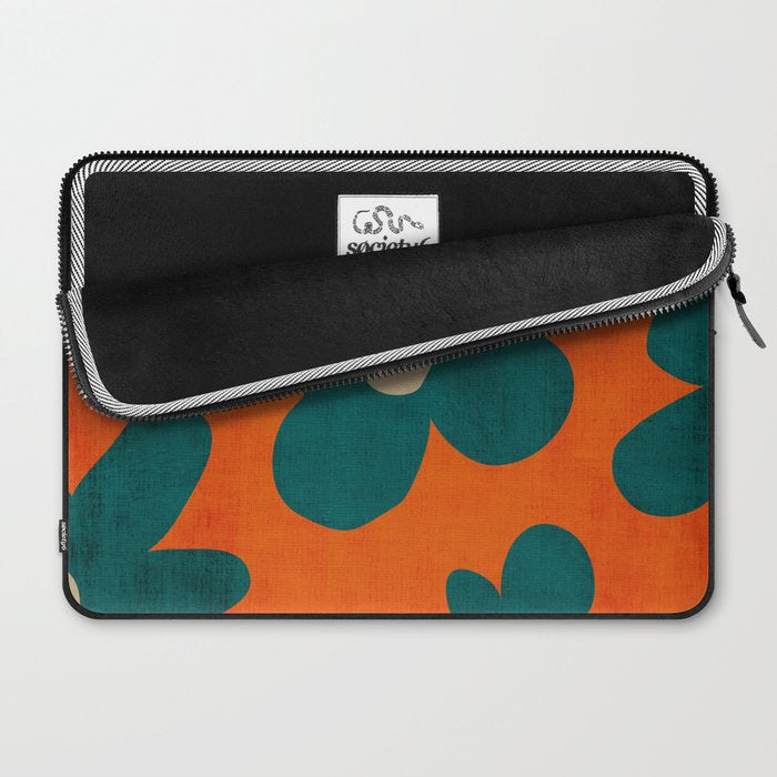 Teal Orange Minimalist Flower Modern Artwork Laptop Sleeve Gallery Image 2
