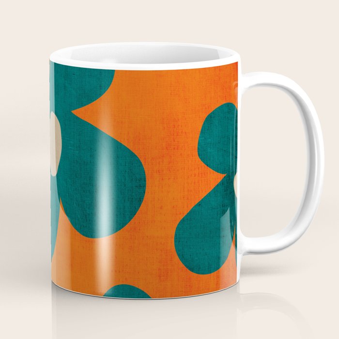 Teal Orange Minimalist Flower Modern Artwork Coffee Mug Gallery Image 1
