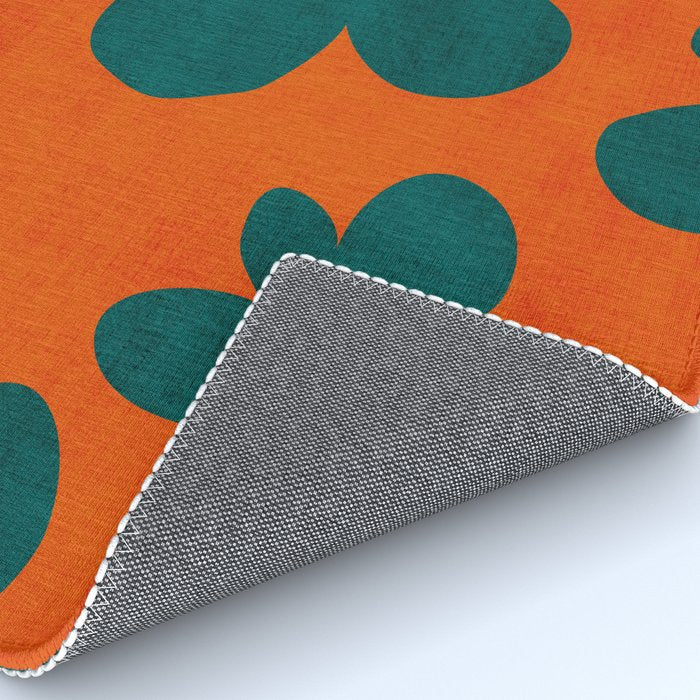 Teal Orange Minimalist Flower Modern Artwork Rug Gallery Image 4