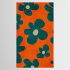 Teal Orange Minimalist Flower Modern Artwork Tablecloth Gallery Image 2
