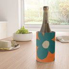 Teal Orange Minimalist Flower Modern Artwork Wine Chiller Gallery Image 4