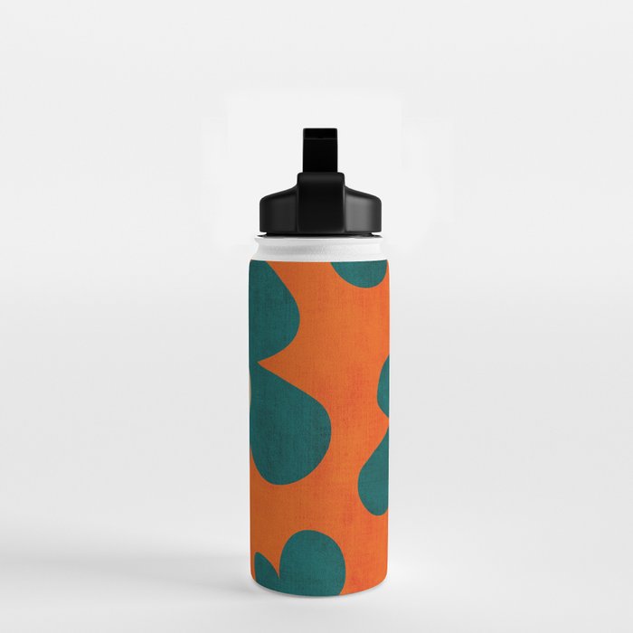 Teal Orange Minimalist Flower Modern Artwork Water Bottle Gallery Image 2