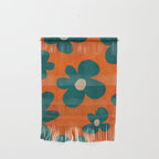 Teal Orange Minimalist Flower Modern Artwork Wall Hanging Gallery Image 1