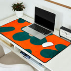 Teal Orange Minimalist Flower Modern Artwork Desk Mat Gallery Image 2