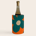 Teal Orange Minimalist Flower Modern Artwork Wine Chiller Gallery Image 1