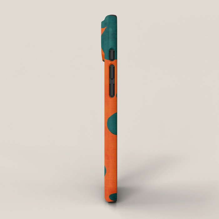 Teal Orange Minimalist Flower Modern Artwork iPhone Case Gallery Image 2