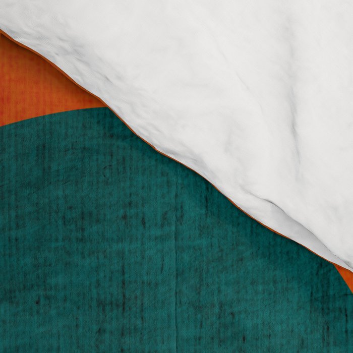 Teal Orange Minimalist Flower Modern Artwork Comforter Gallery Image 4