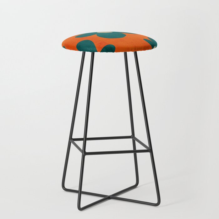 Teal Orange Minimalist Flower Modern Artwork Stool Gallery Image 1
