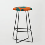 Teal Orange Minimalist Flower Modern Artwork Stool Gallery Image 1