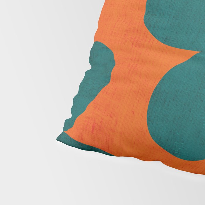 Teal Orange Minimalist Flower Modern Artwork Pillow Sham Gallery Image 4