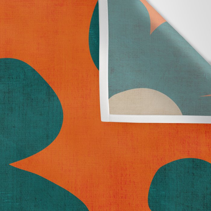 Teal Orange Minimalist Flower Modern Artwork Wall Tapestry Gallery Image 3
