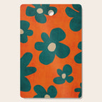 Teal Orange Minimalist Flower Modern Artwork Cutting Board Gallery Image 1