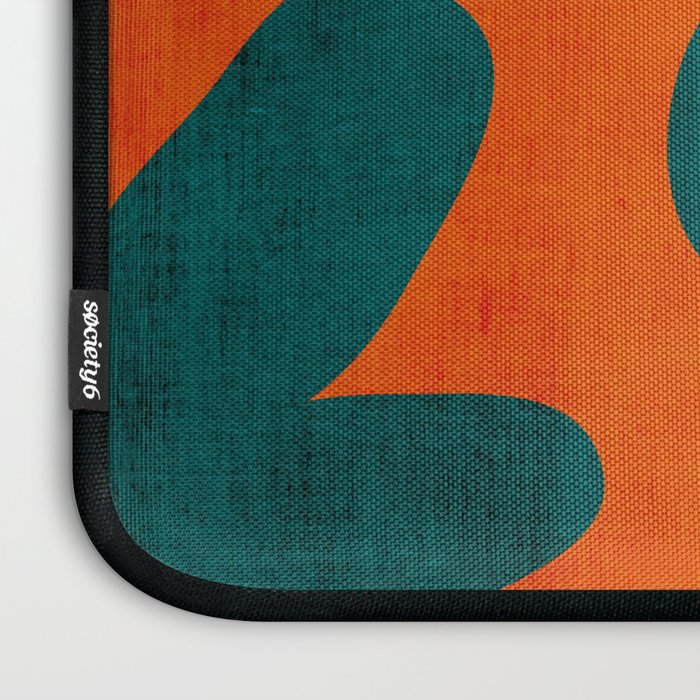Teal Orange Minimalist Flower Modern Artwork Laptop Sleeve Gallery Image 3