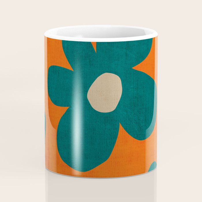 Teal Orange Minimalist Flower Modern Artwork Coffee Mug Gallery Image 4