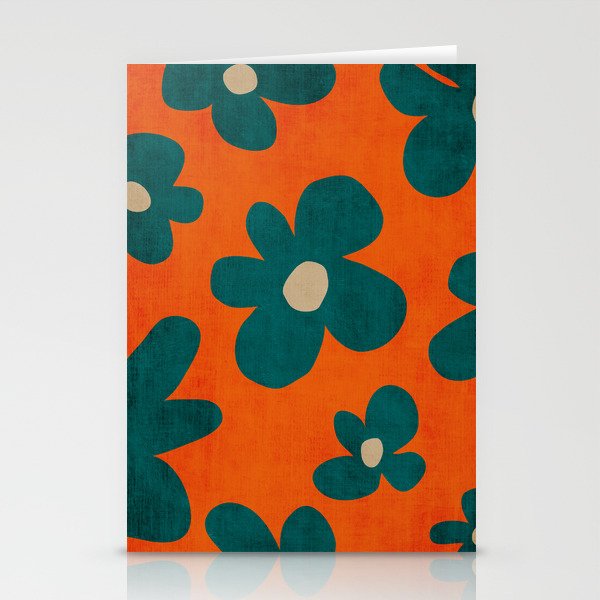 Teal Orange Minimalist Flower Modern Artwork Stationery Card Gallery Image 2